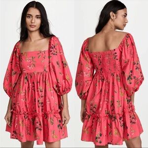 Cara Cara Sip Sip Dress in Botanical Allover Coral - Size Small S
